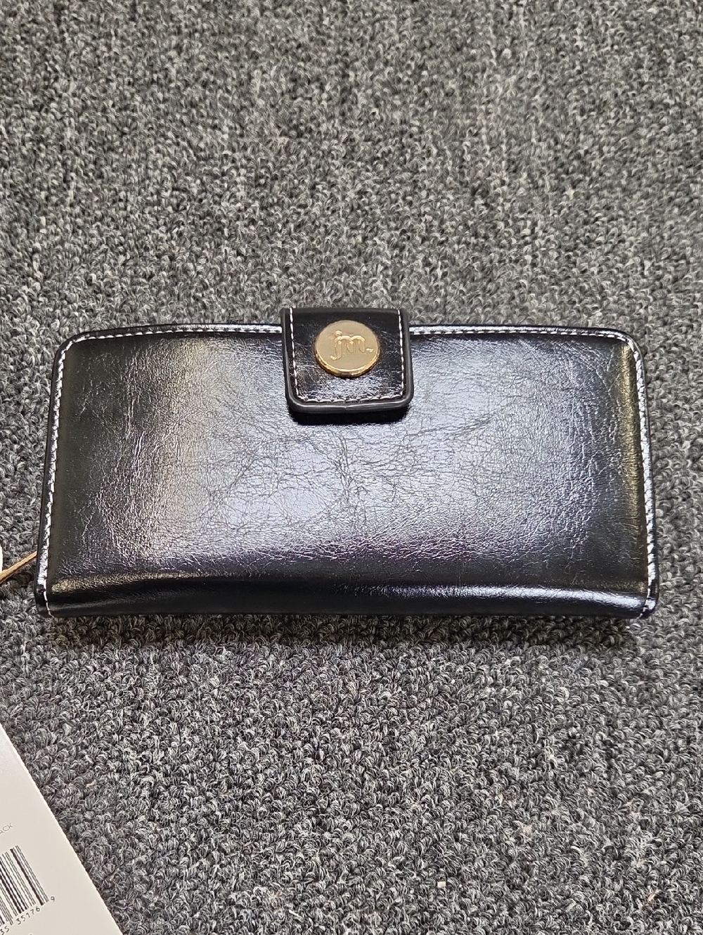 Classic Black Women's Long Wallet with Gold-Tone Snap
